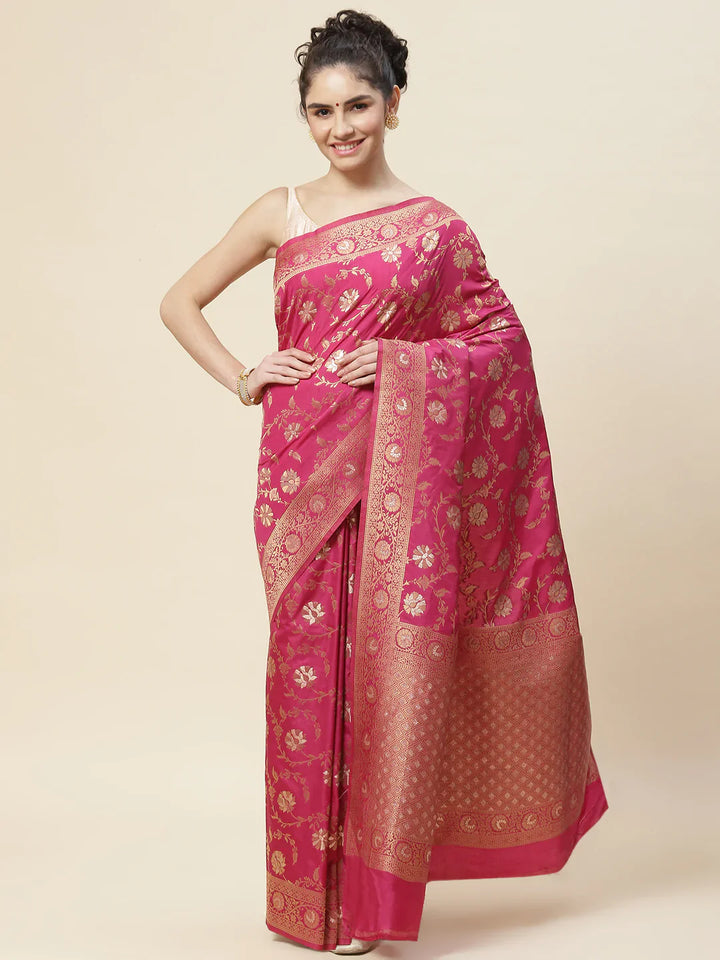 Floral Zari Border Handloom Woven Saree