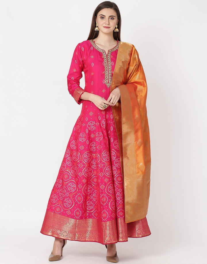 MBZ Meena Bazaar-Rani Mustard Dupion Handloom Salwar kameez