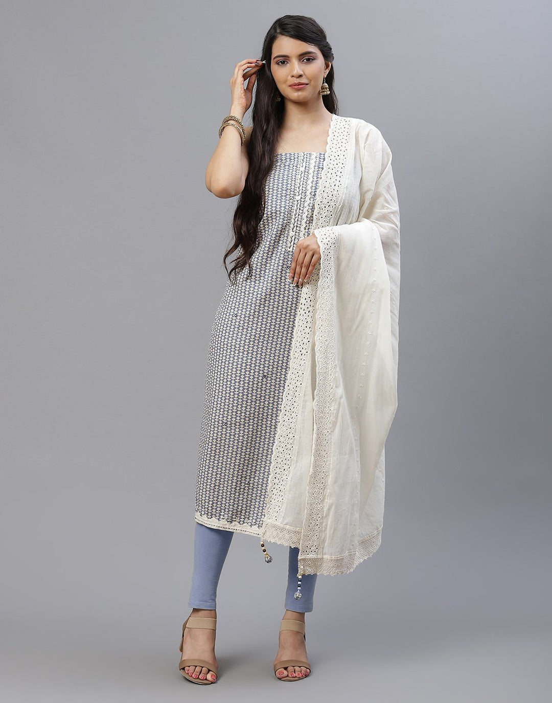 Printed Cotton Suit Piece With Dupatta