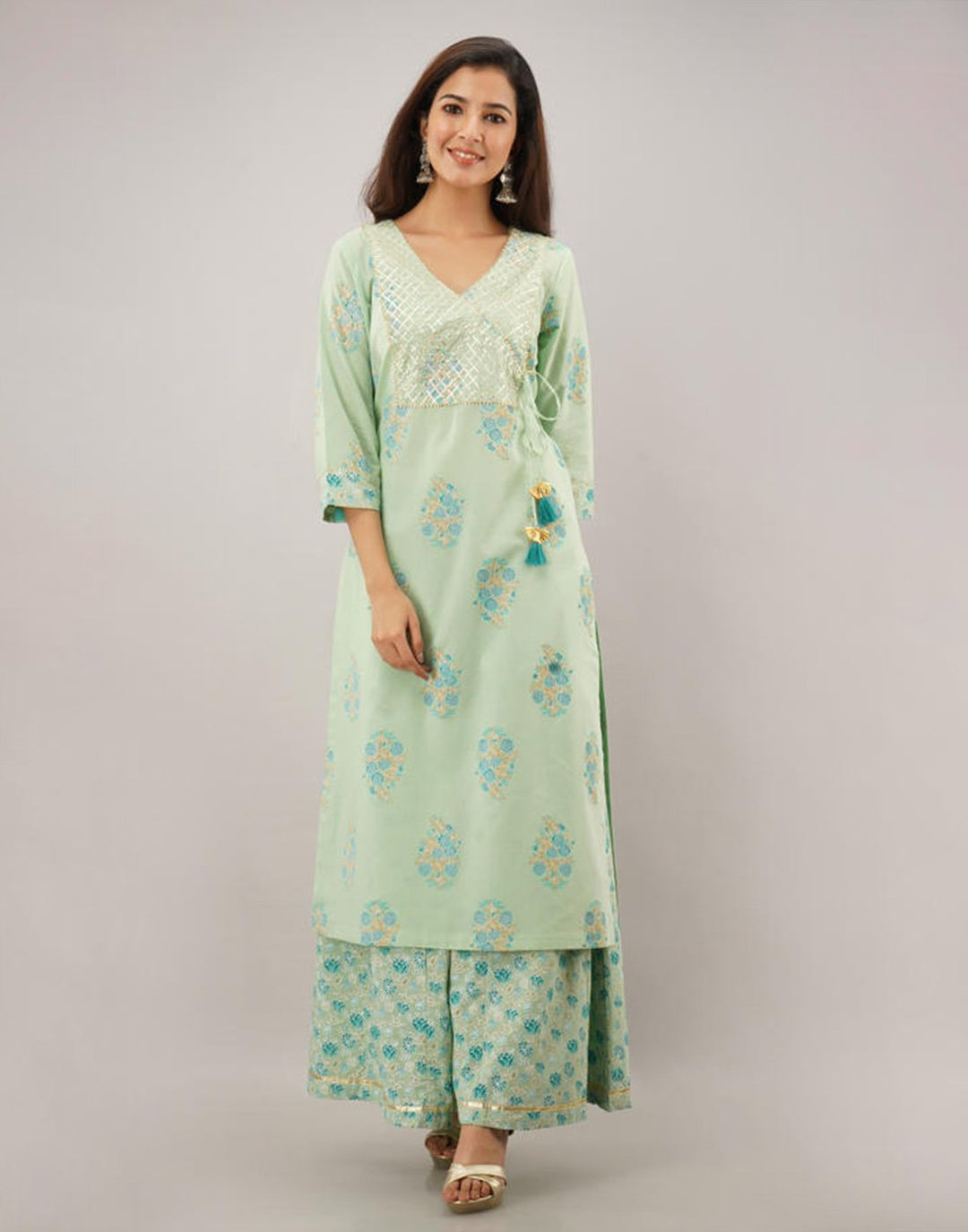 Printed Cotton Kurti With Plazzo
