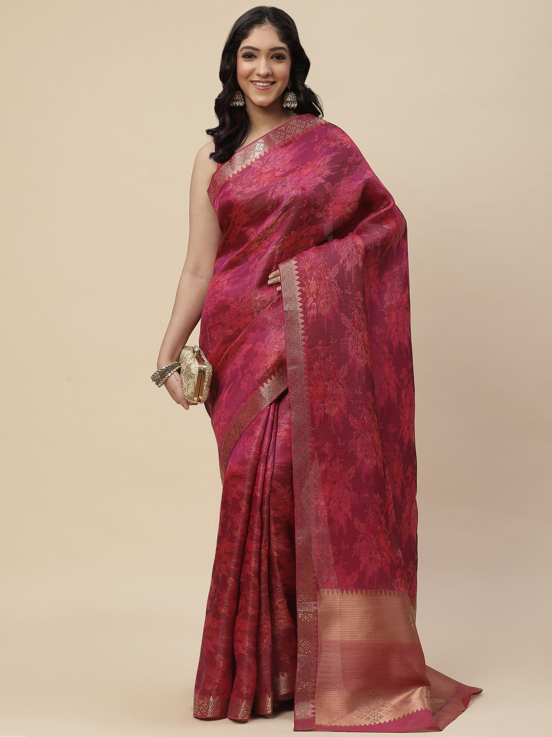 Sequin Embroidered Handloom Woven Saree
