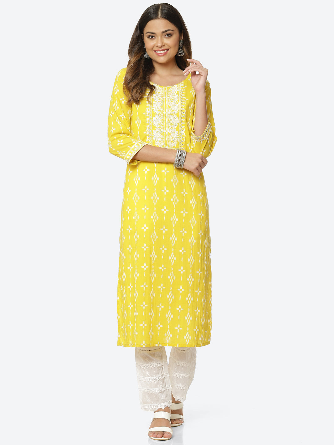 Sequin Work Printed Cotton Kurta