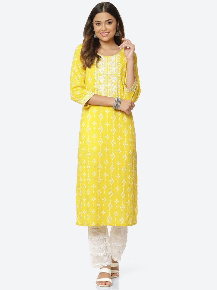 Sequin Work Printed Cotton Kurta