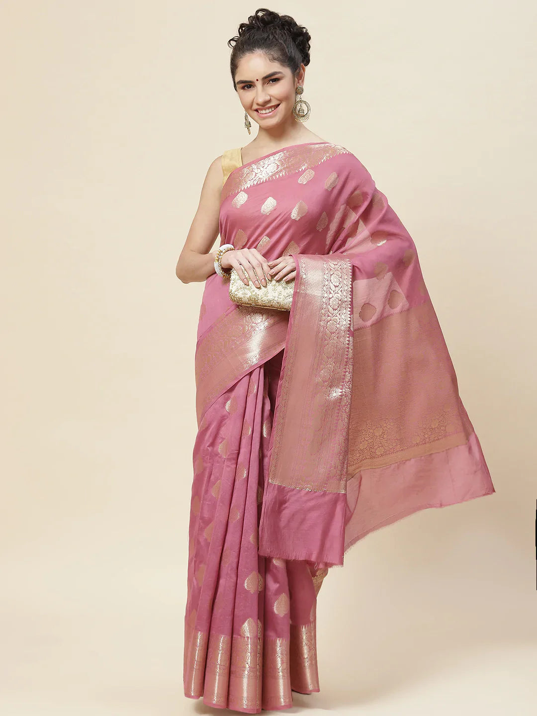 Zari Booti Cotton Woven Saree