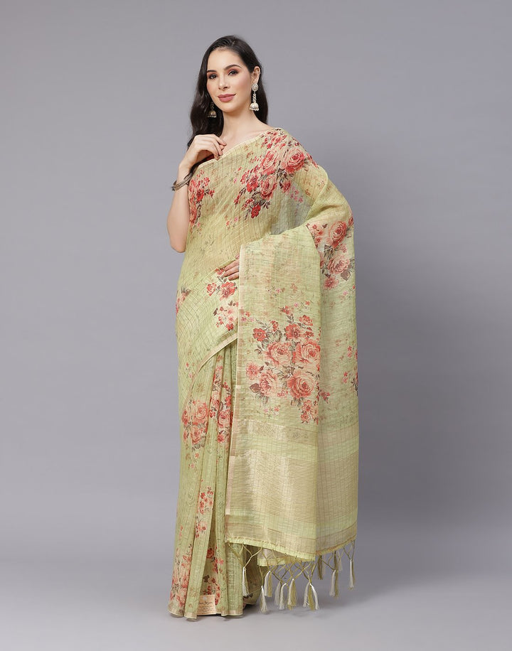 Digital Floral Linen Printed Saree
