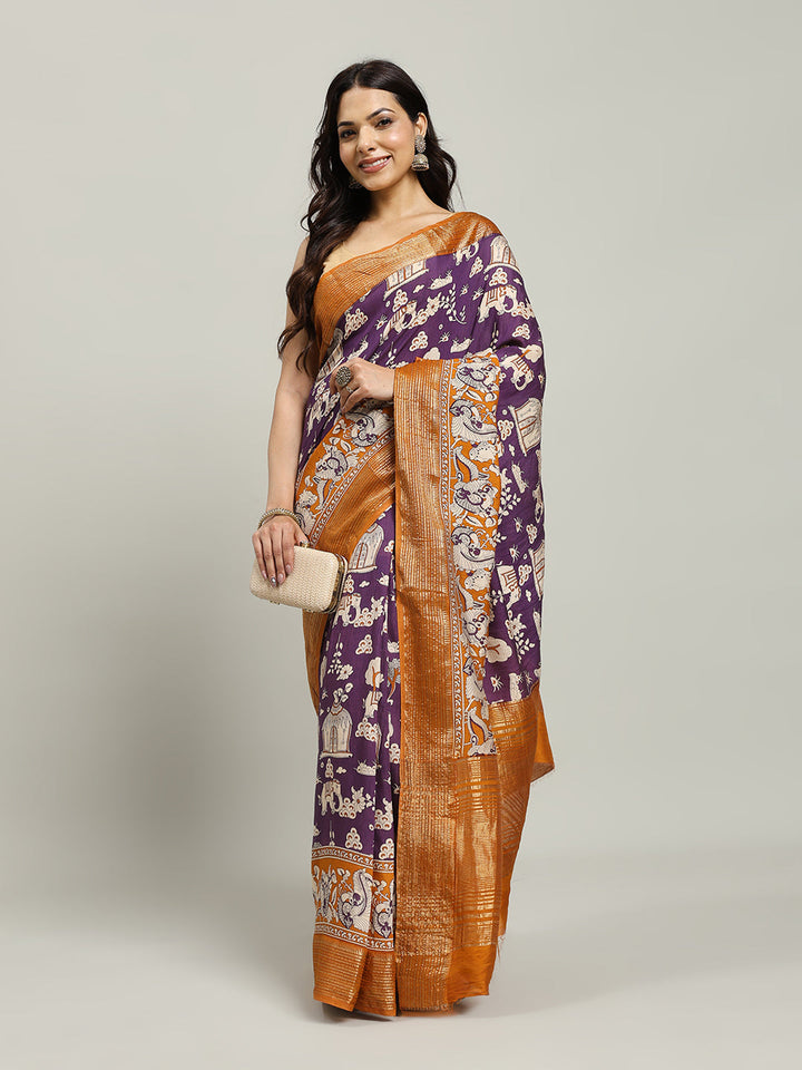 Digital Printed Cotton Blend Woven Saree