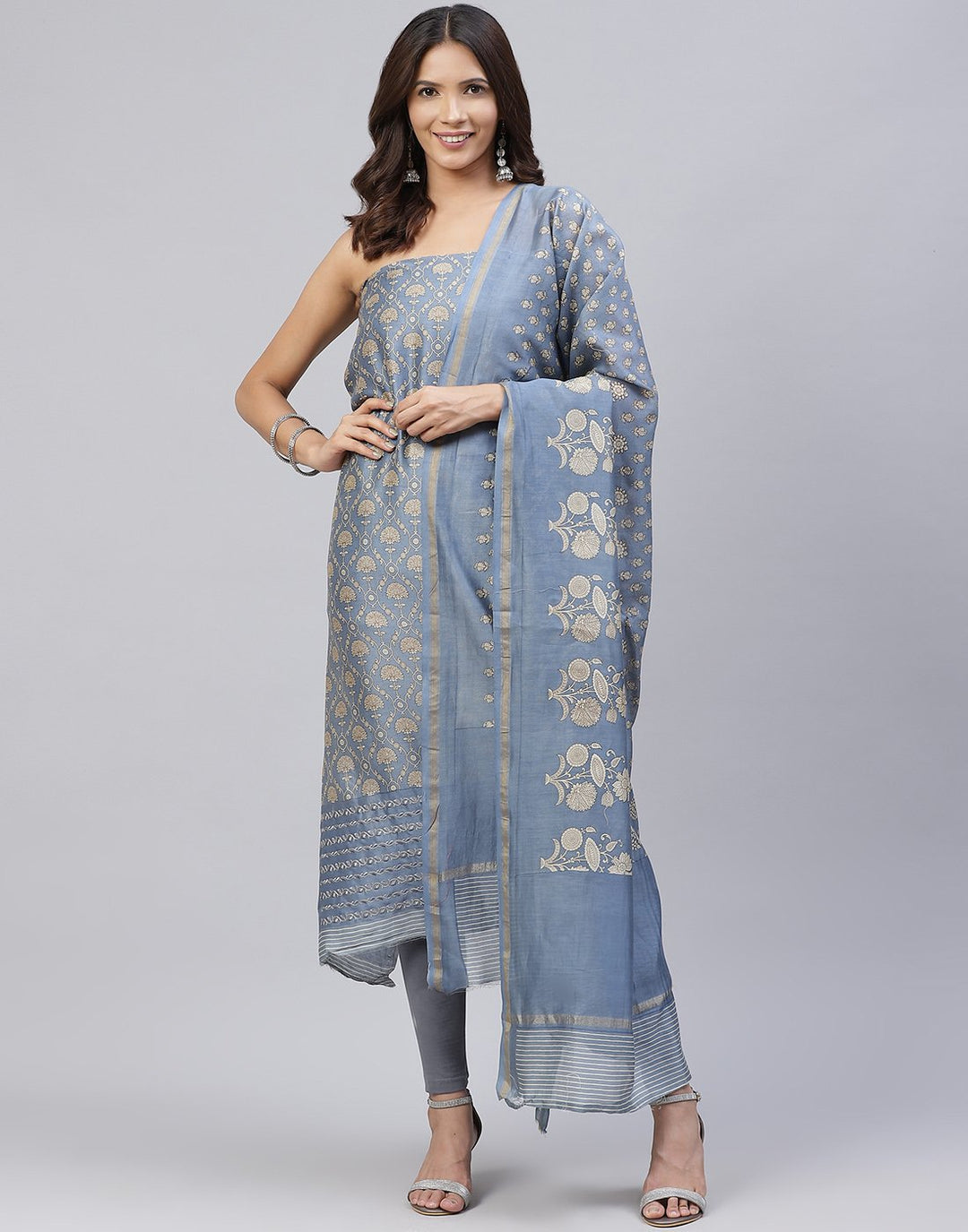 Fine Chanderi Printed Suit Piece