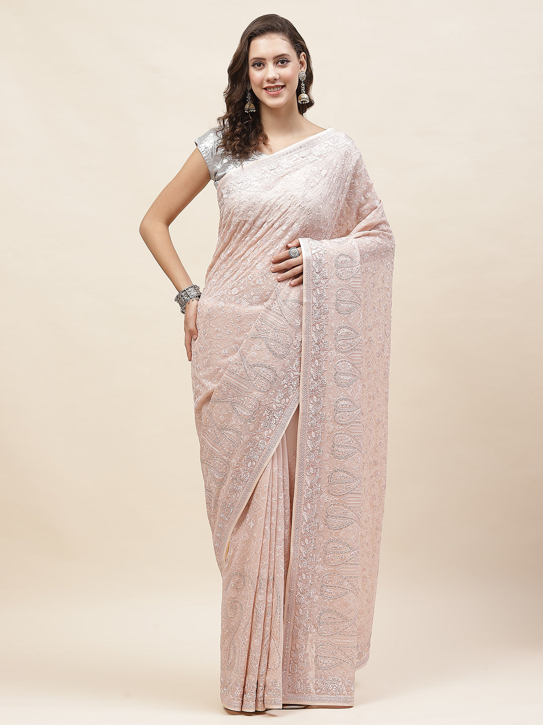 Resham Jaal Embroidery Georgette Saree