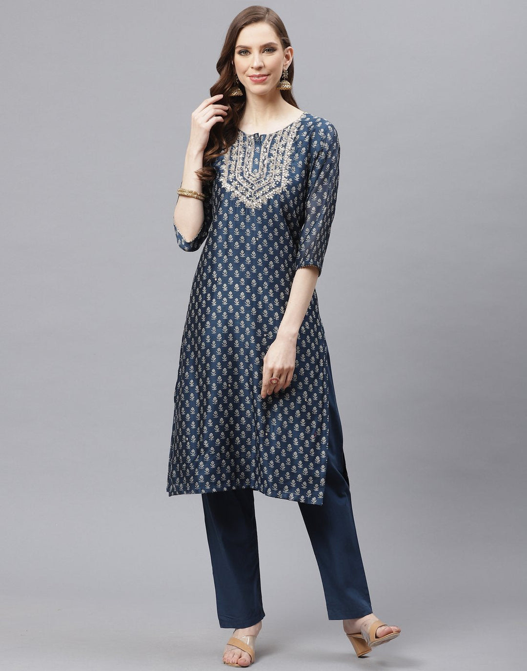 Chanderi Kurti Set