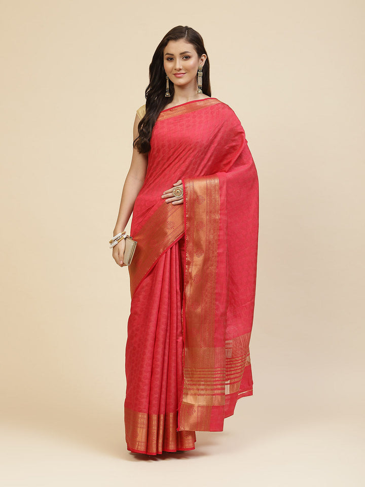 Zari Border Booti Tussar Woven Saree