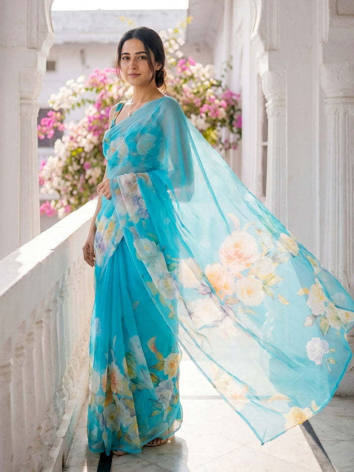 Digital Print Chiffon Saree