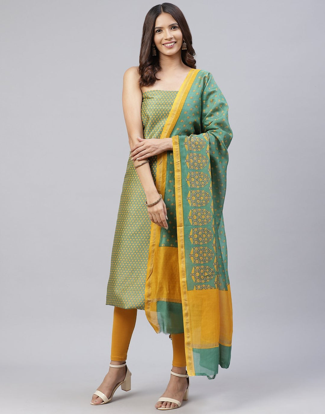 Printed Chanderi Suit Piece