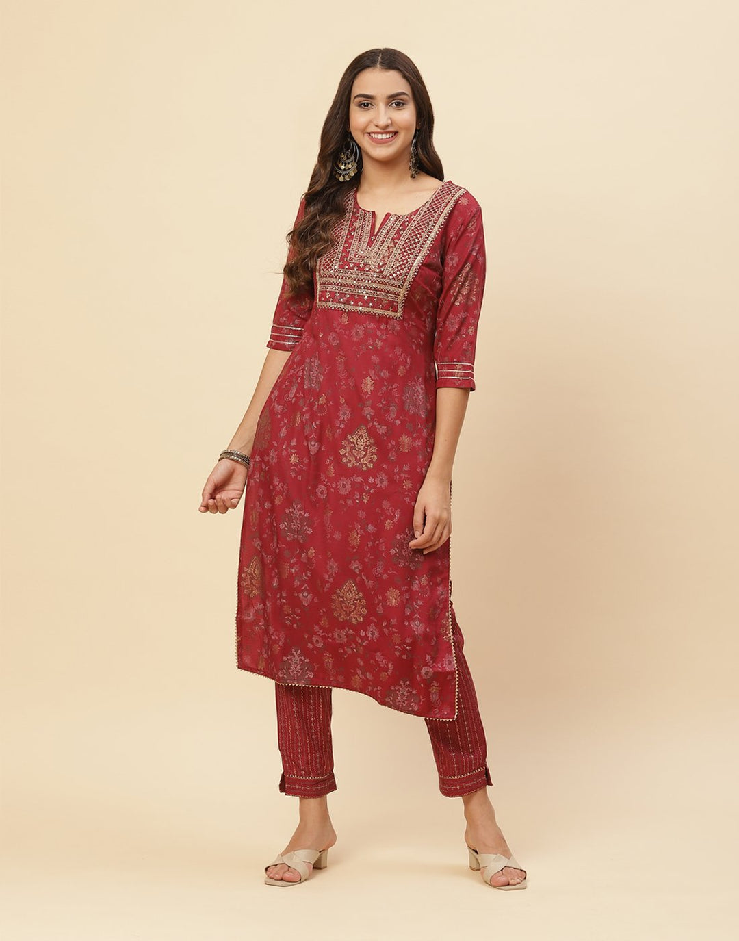 Embroidered Cotton Kurti With Pant