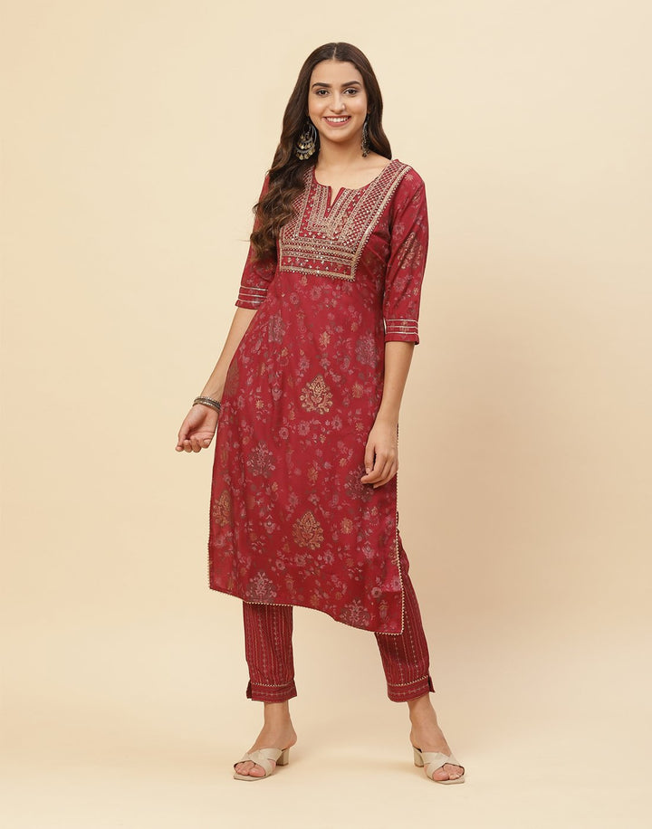 Embroidered Cotton Kurti With Pant