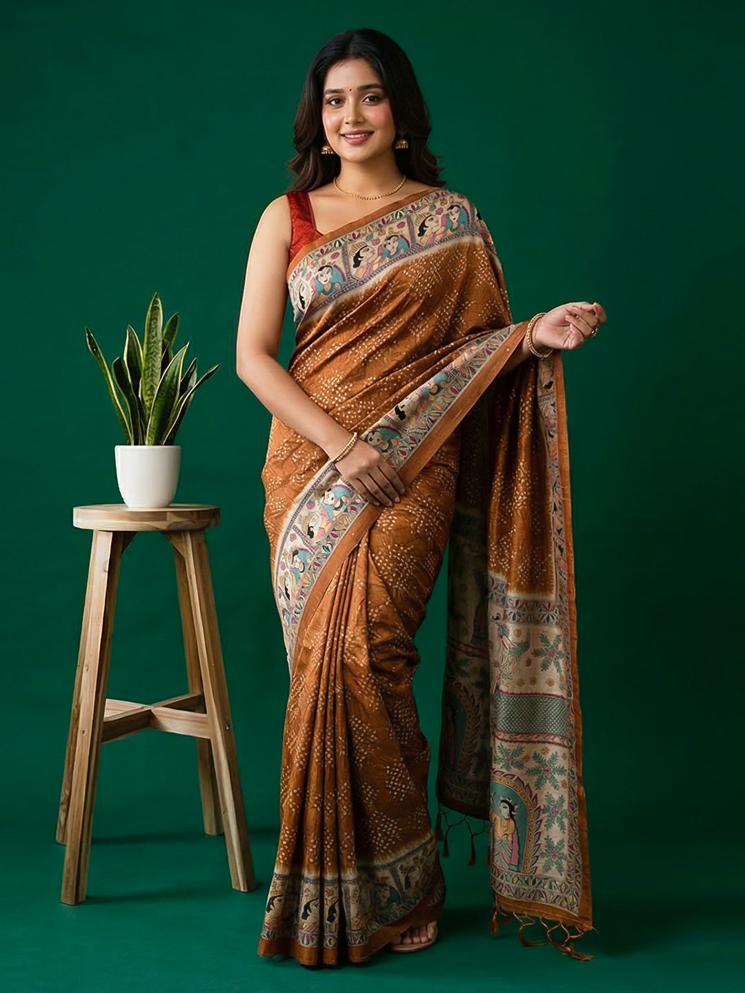 Printed Tussar Silk Saree