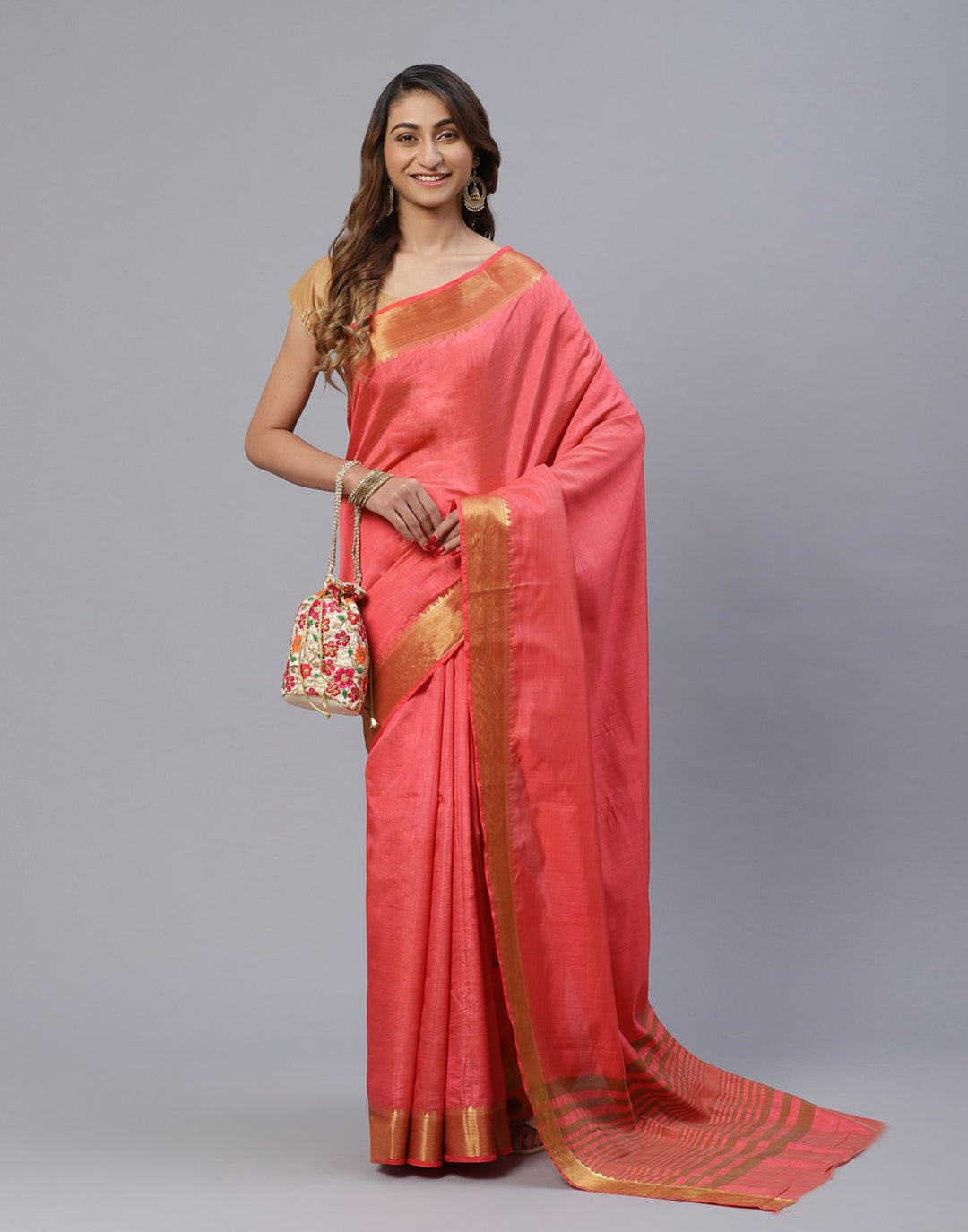 Art Handloom Saree With Zari Border