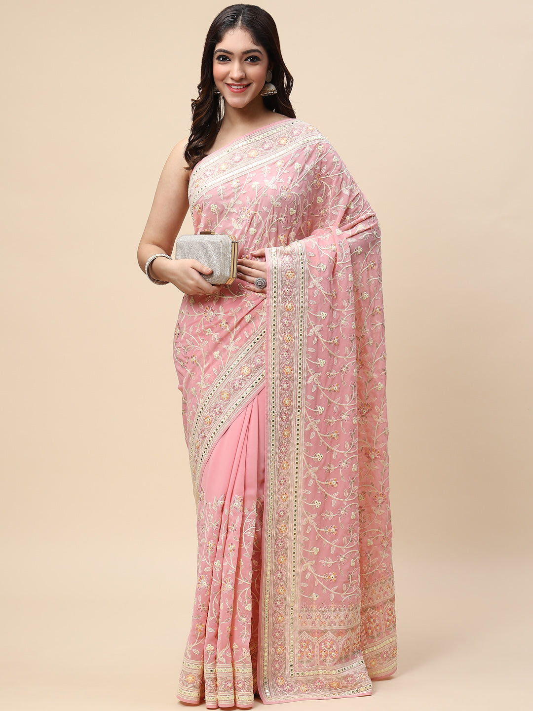 Resham Jaal Embroidered Georgette Saree