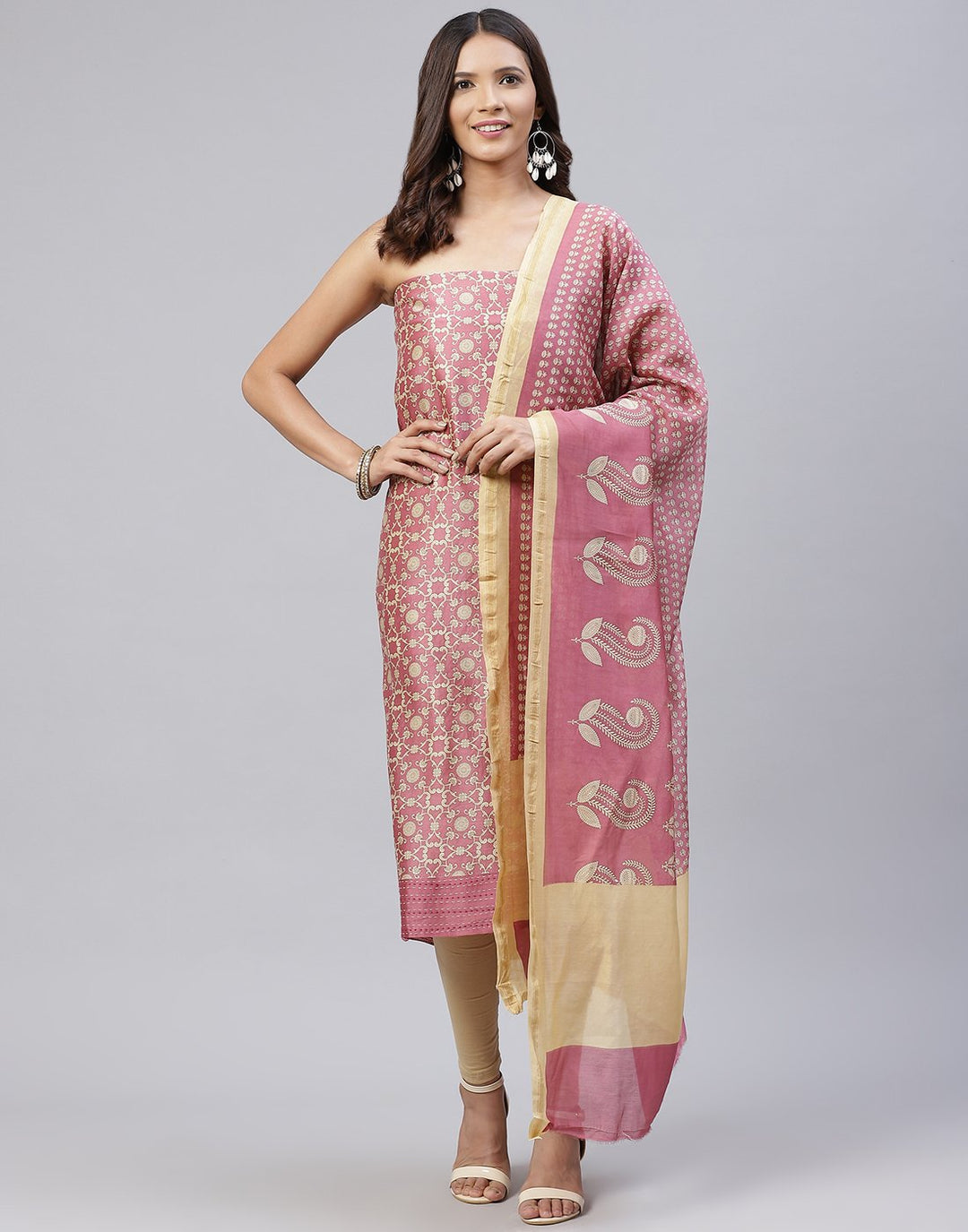 Printed Chanderi Suit Piece