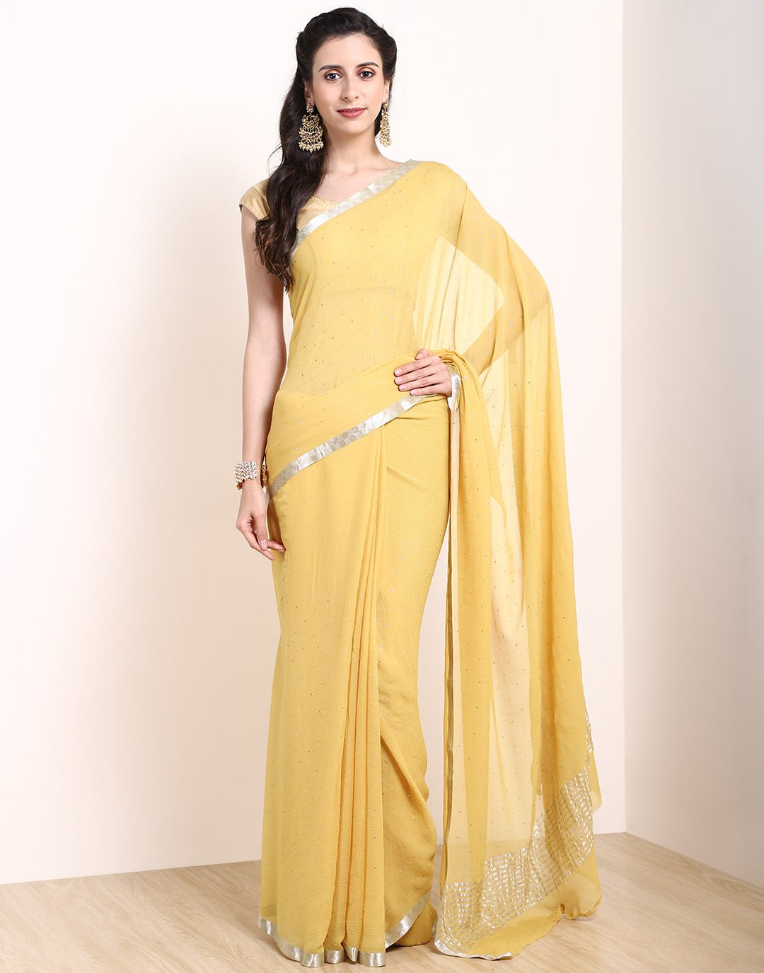 Mustard Chiffon Saree