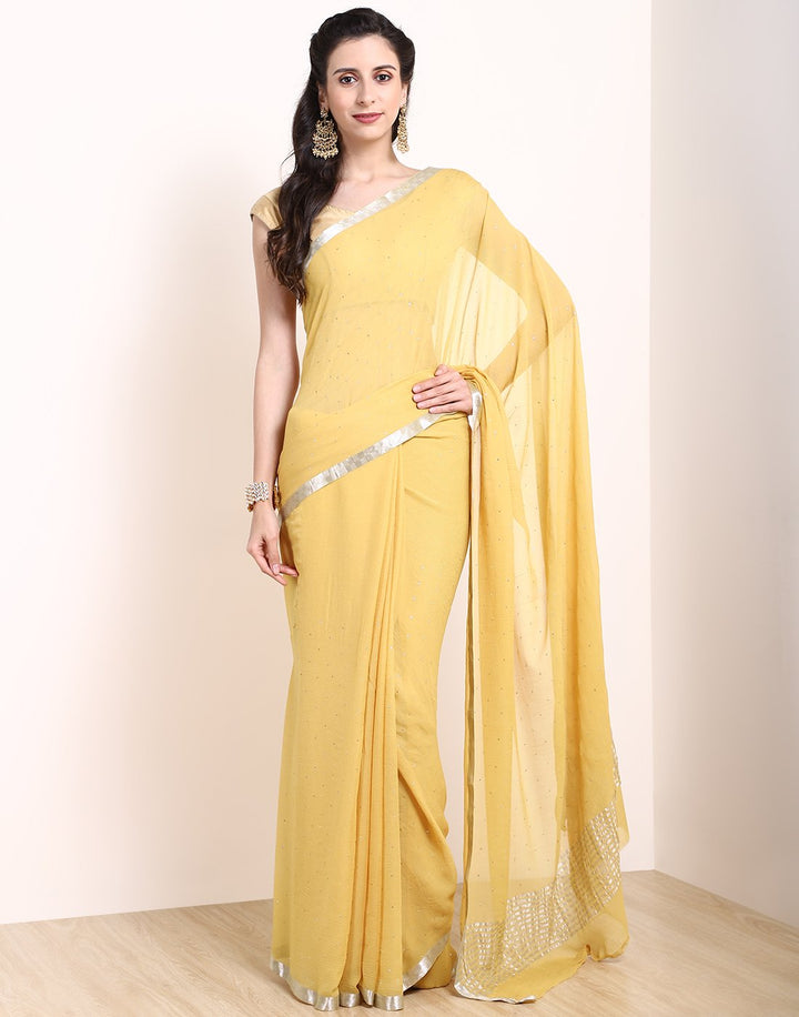 Mustard Chiffon Saree