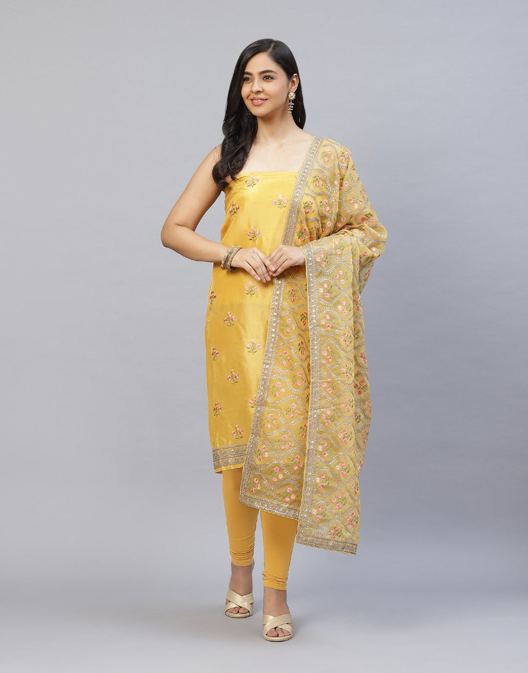 Embroidered Handloom Dupion Suit Piece