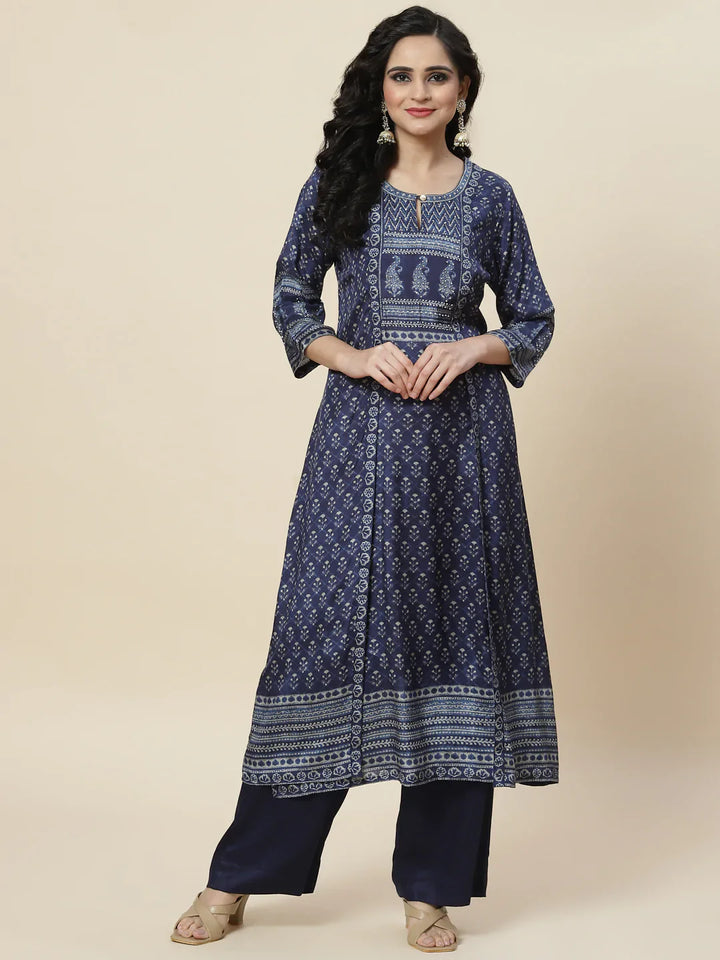 Printed Crepe Kurta With Palazzo