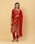 Embroidered Banarasi Brocade Salwar Kameez Stitched Suit With Georgette Dupatta