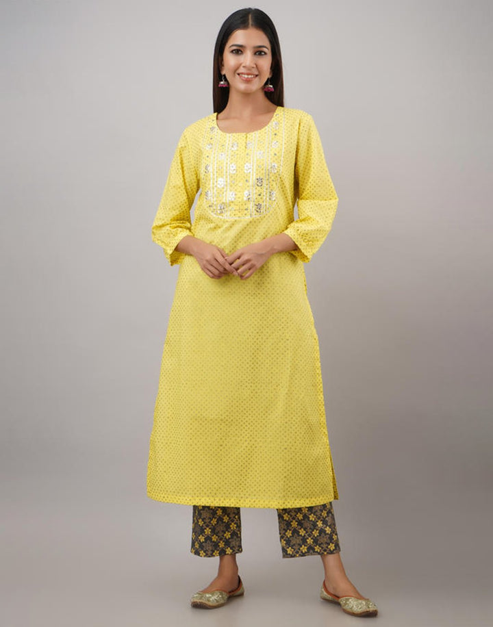 Printed Cotton Kurti With Pant