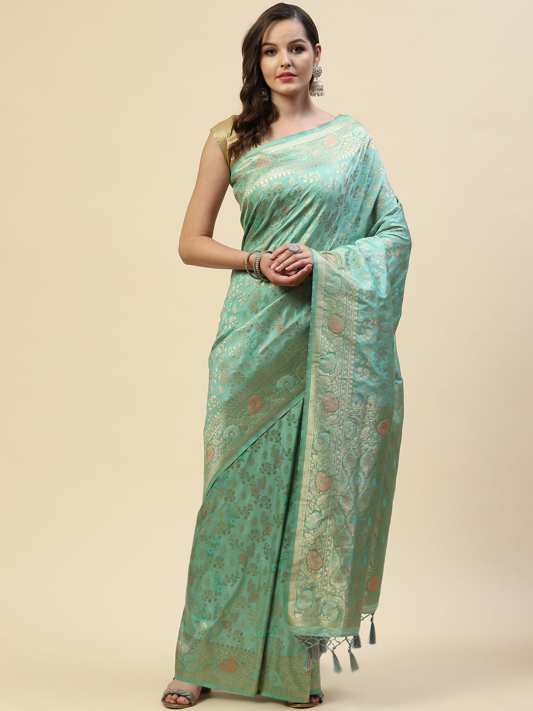 Zari Jaal Handloom Woven Saree