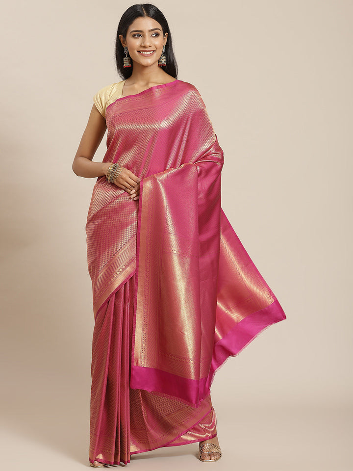 Brocade Zari Booti Art Handloom Woven Saree