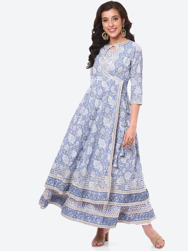 Floral Printed Double Layer Cotton Kurta