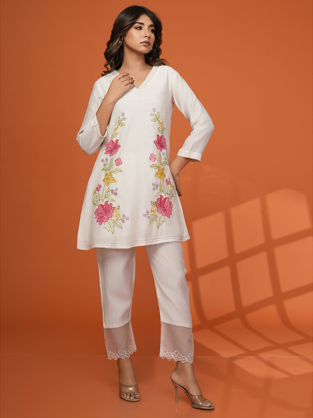 Printed Cotton Blend Kurta With Pants