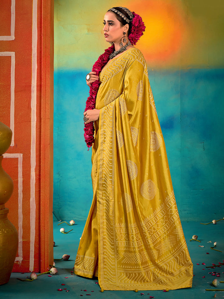 Abstract Print Art Silk Saree
