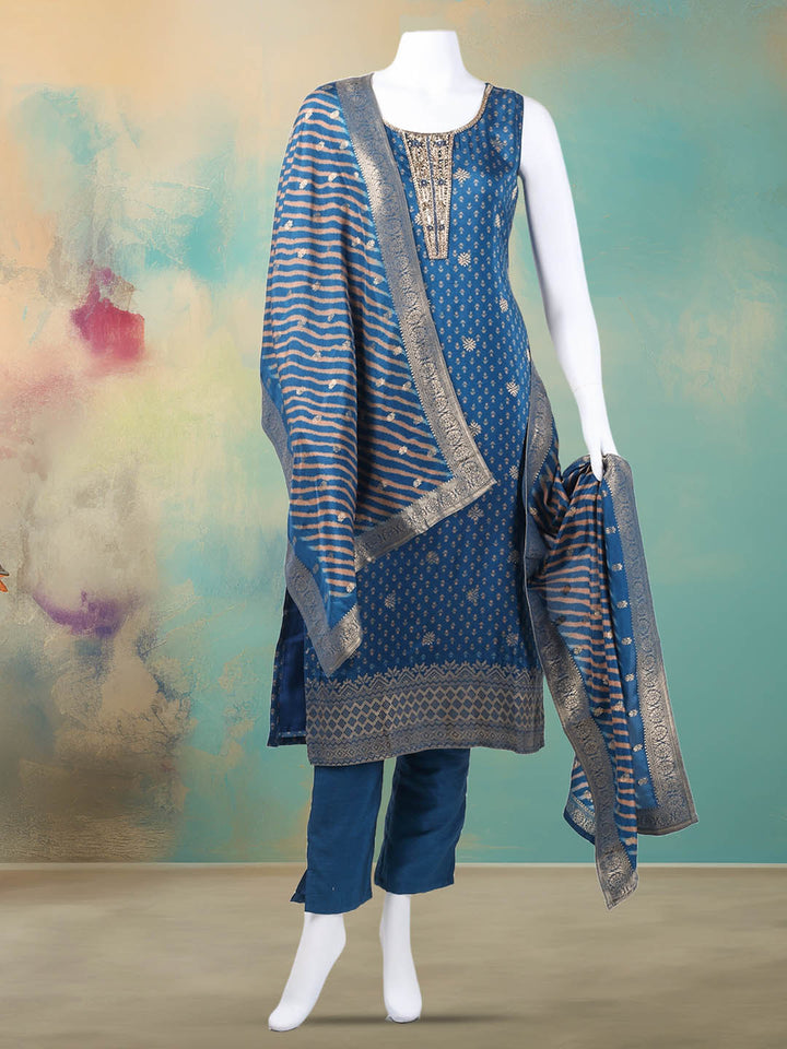 Bandhani Printed Organza Kurta With Pants &amp; Dupatta