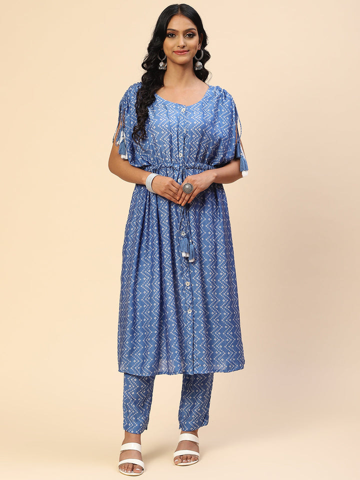 Zigzag Printed Muslin Kurta With Pants
