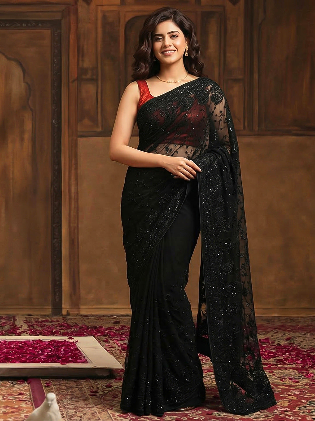 Embroidered Georgette Saree