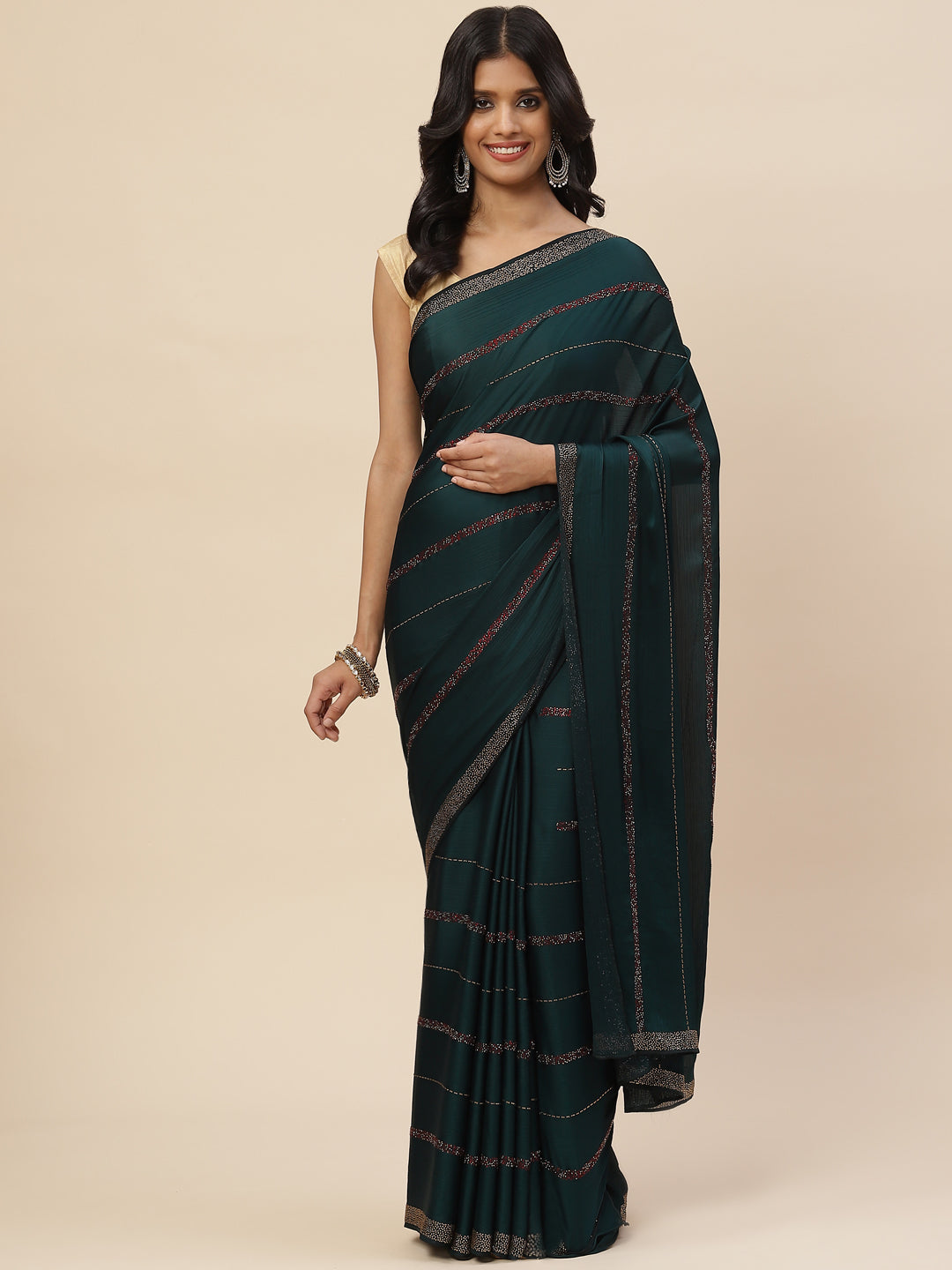 Stone Embroidered Chiffon Saree