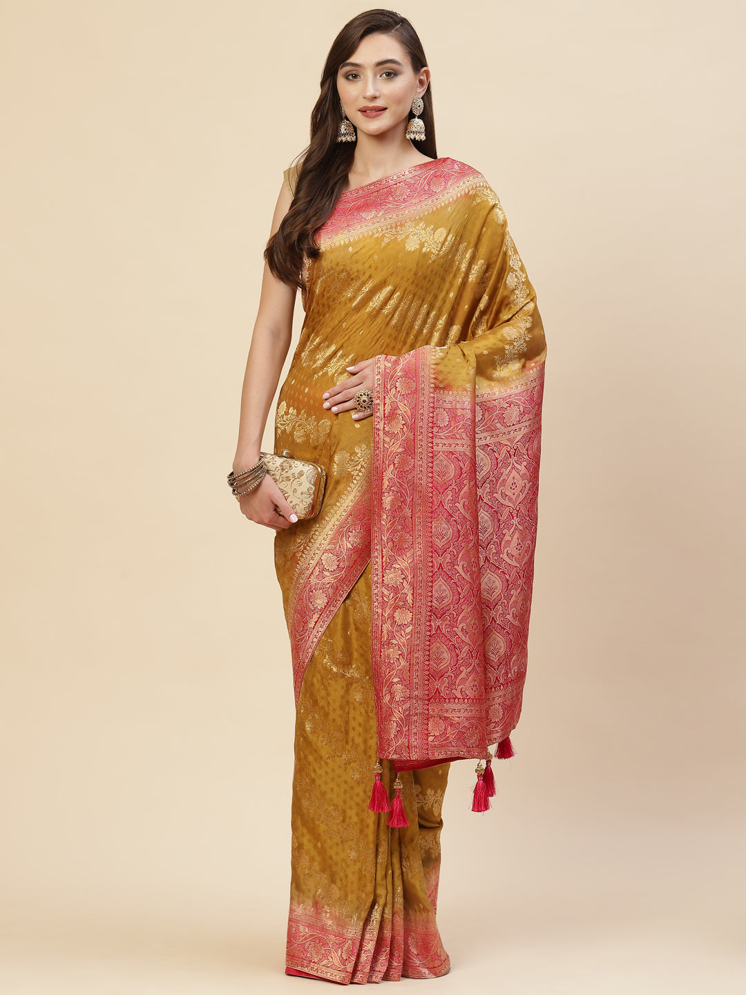 Zari Jaal Handloom Woven Saree