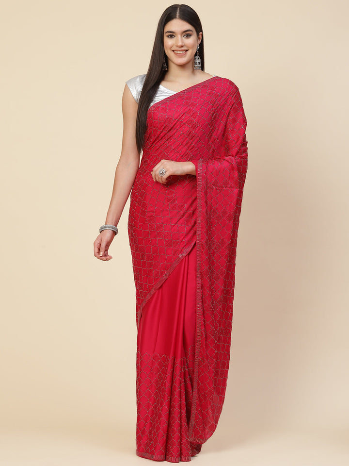 Stone Embroidered Satin Saree
