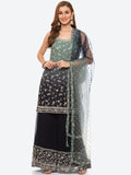 Zari Booti Georgette Kurta With Palazzo & Dupatta
