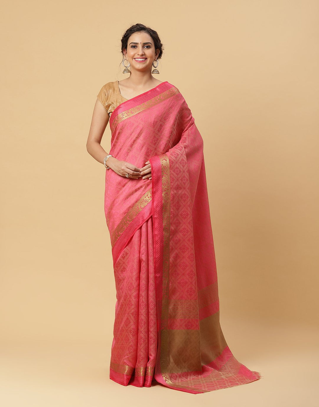 Woven Art Handloom Saree With Zari Border