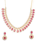 Golden AD Necklace Set With Earrings