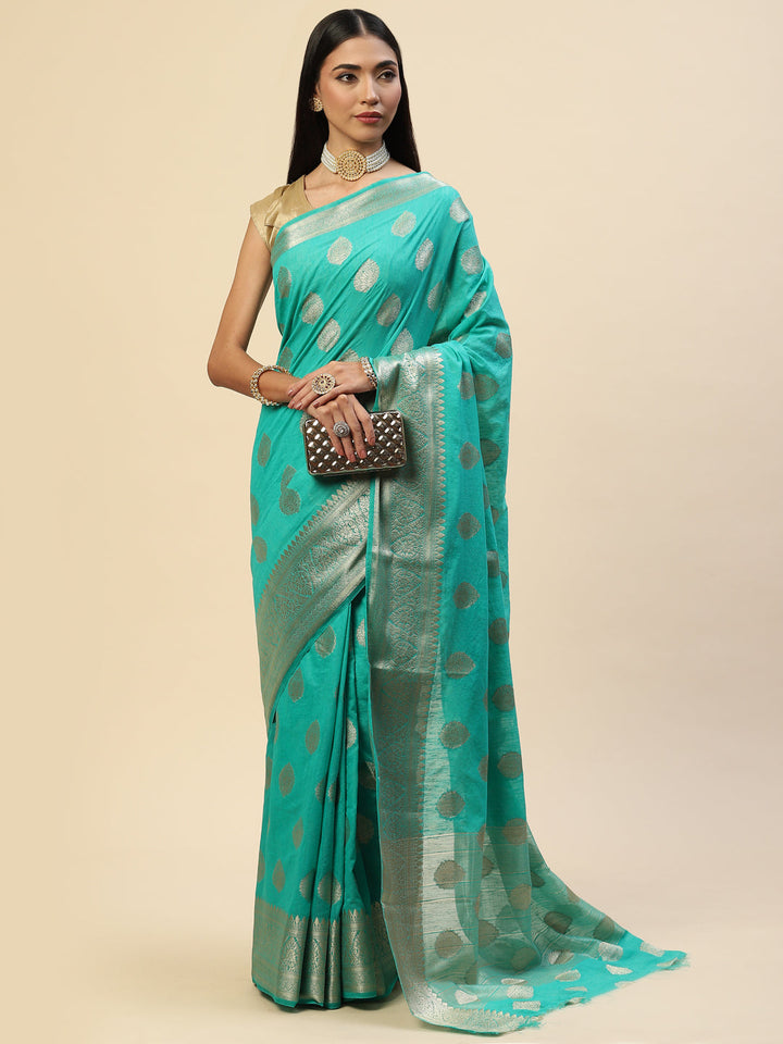 Zari Border Booti Handloom Woven Saree