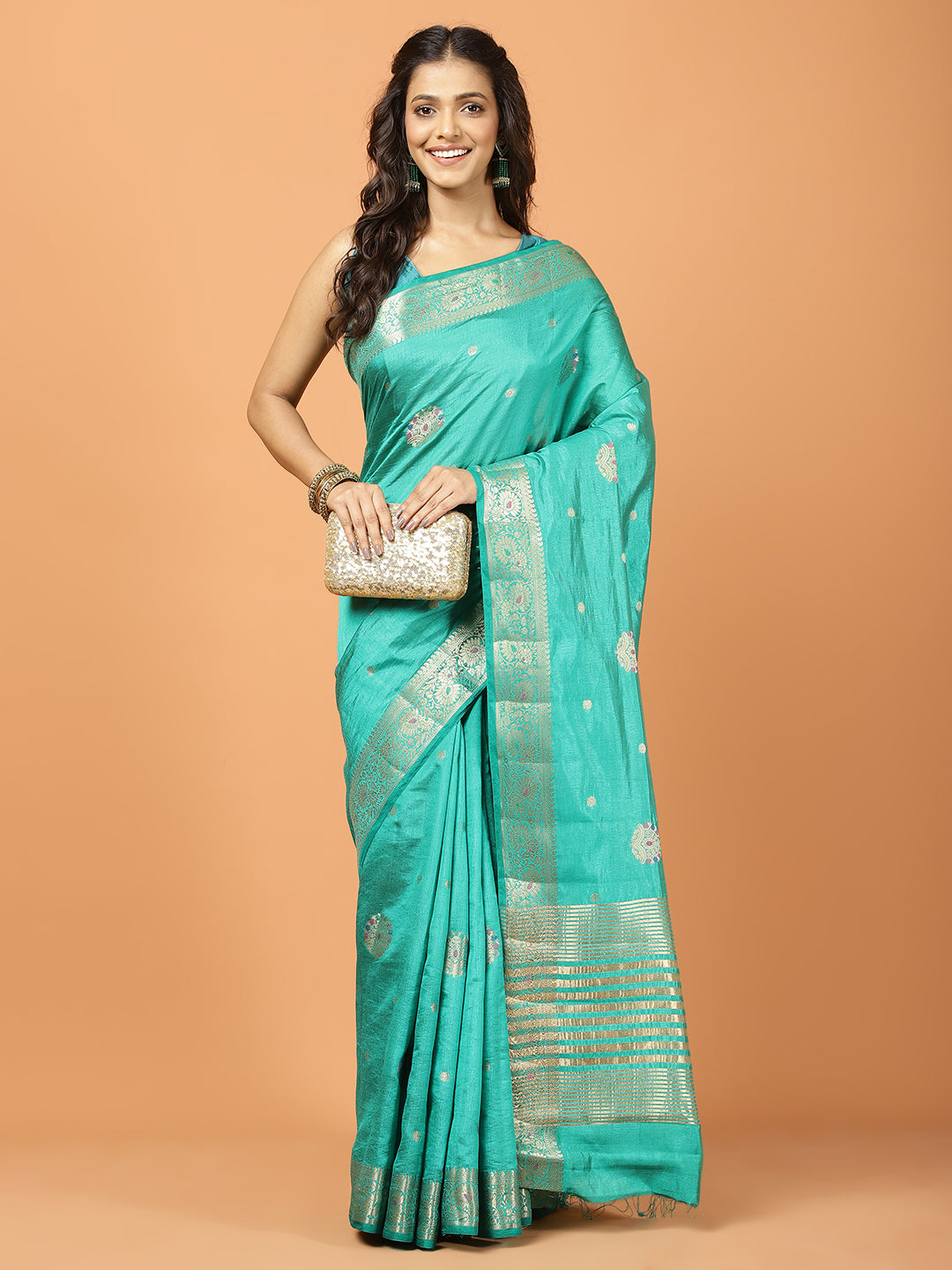 Plain Zari Border Art Silk Woven Saree