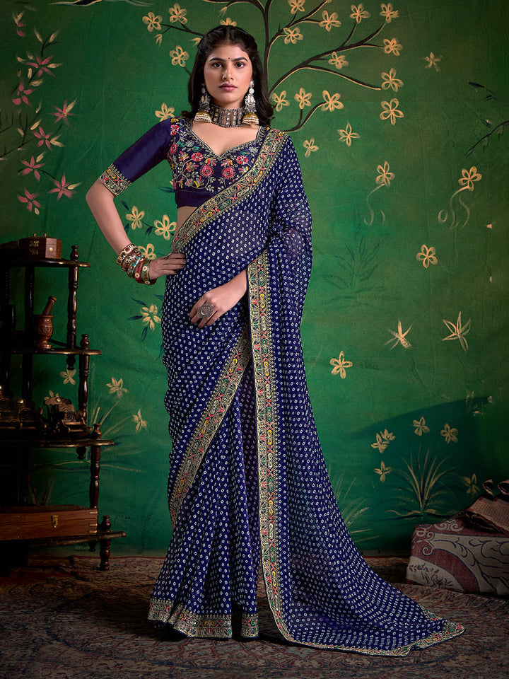 Bandhani Printed Georgette Saree