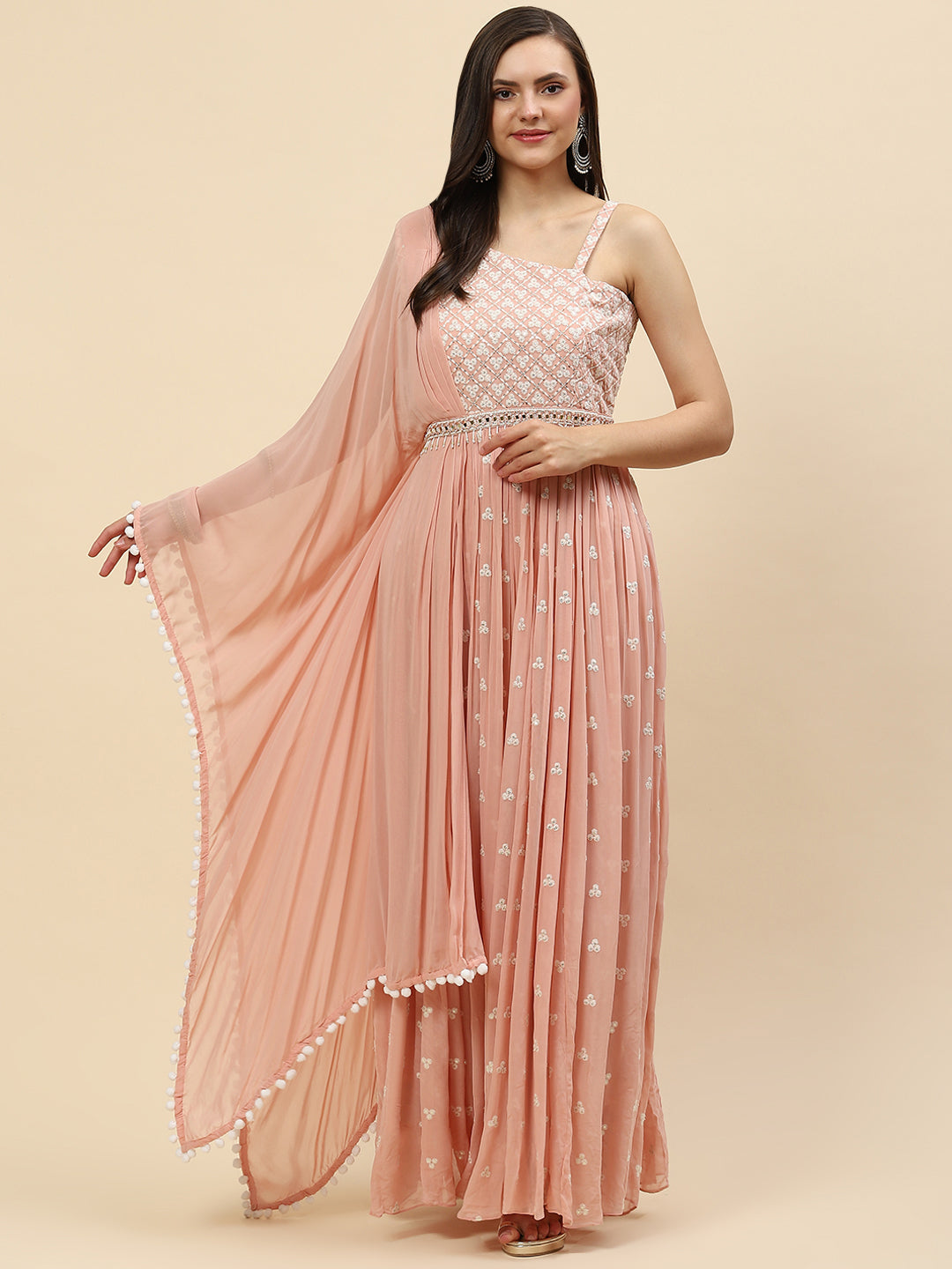 Resham Booti Georgette Gown Dress