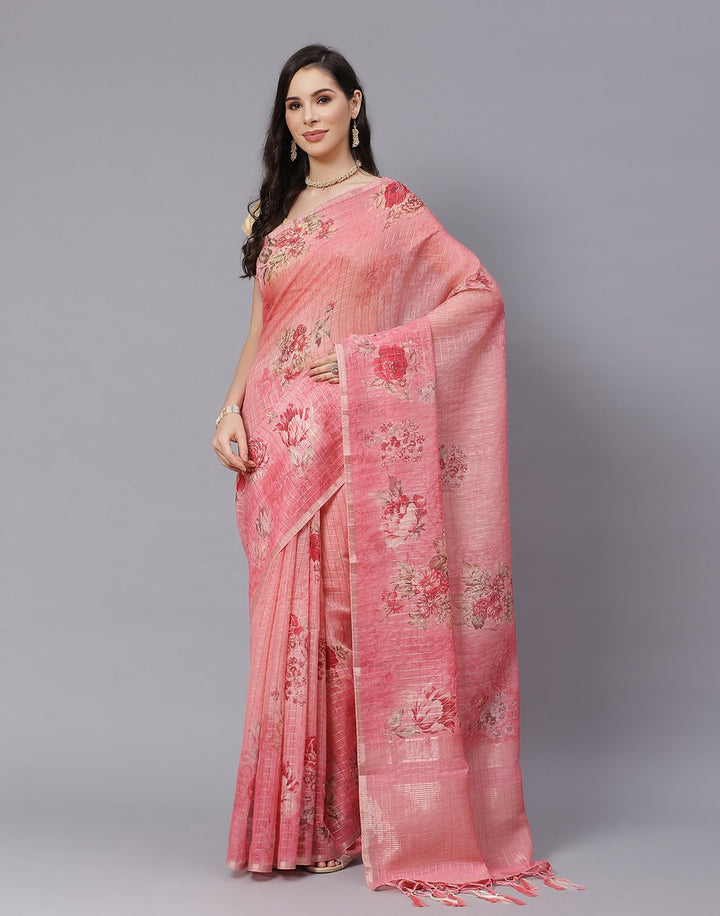 Digital Floral Linen Printed Saree