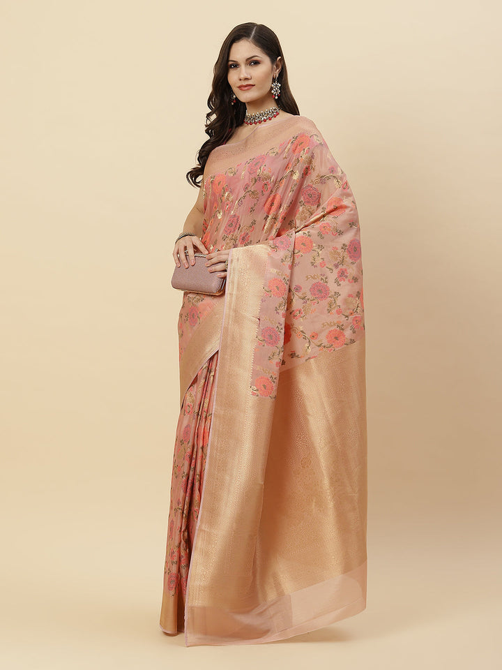 Zari Jaal Organza Woven Saree
