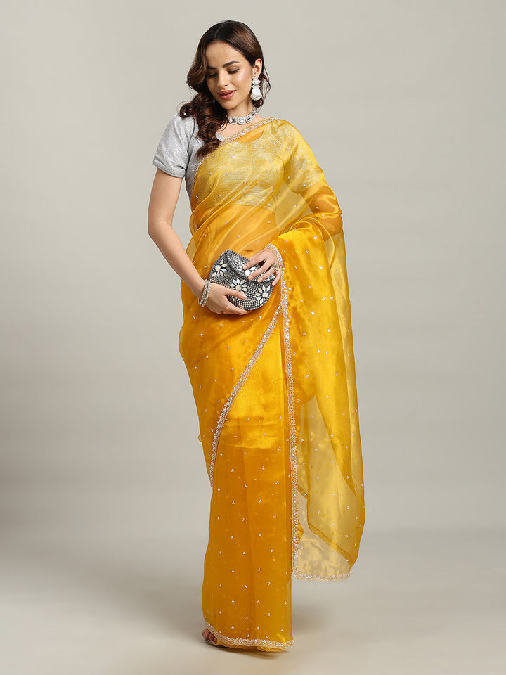 Sequence Embroidery Tissue Saree
