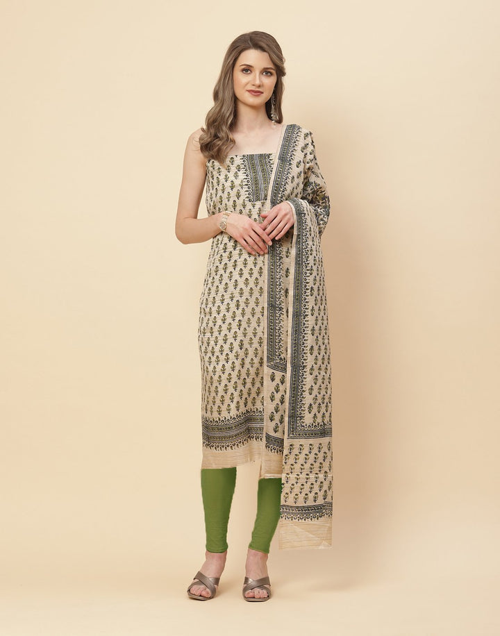 Printed Chanderi Suit Piece With Chanderi Printed Dupatta